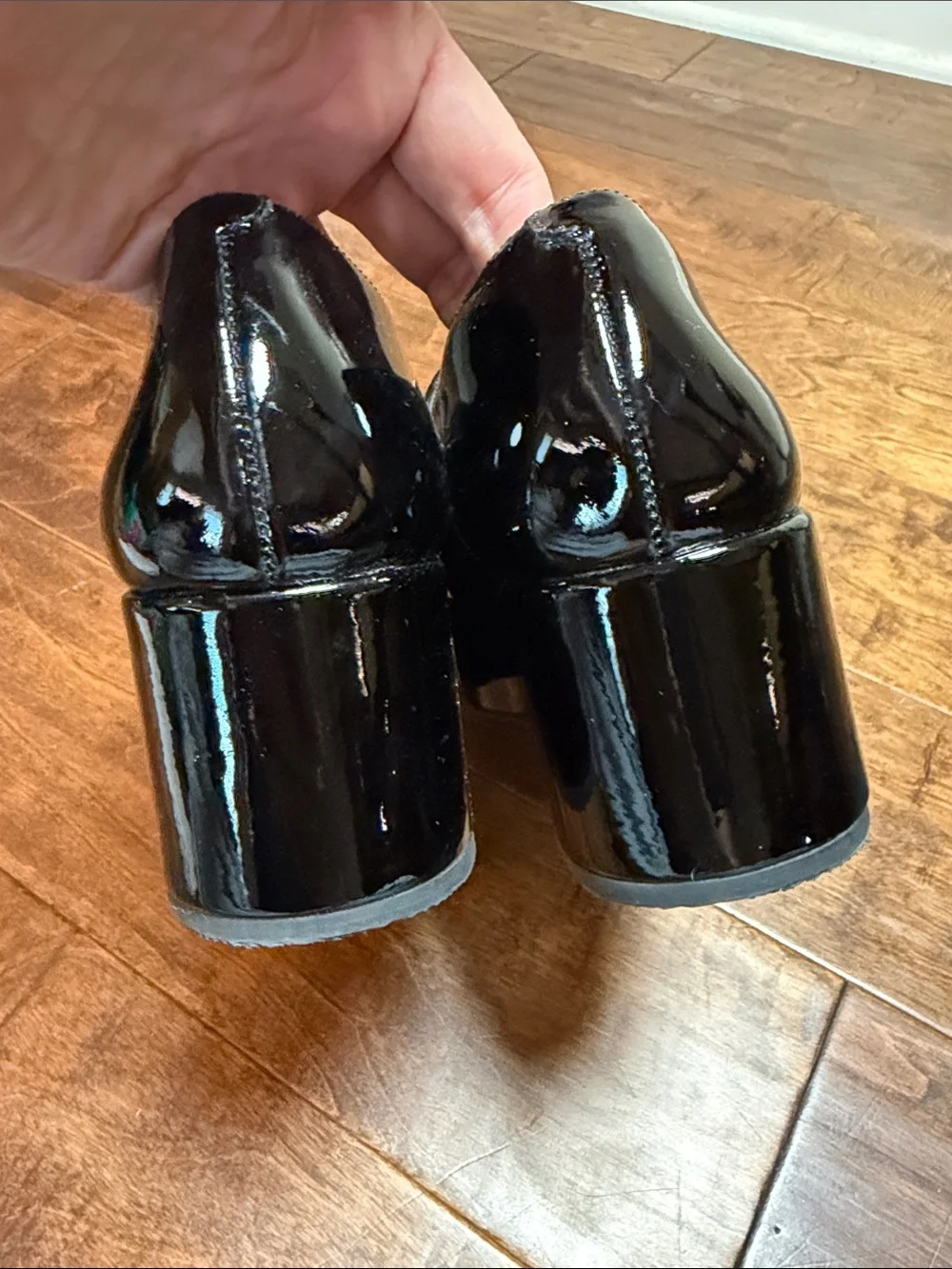 Larroude Blair Flatform Shoes In Black Patent Leather, size 8.5